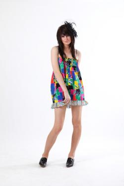 Heart Pintuck Dress (Rainbow Geo)